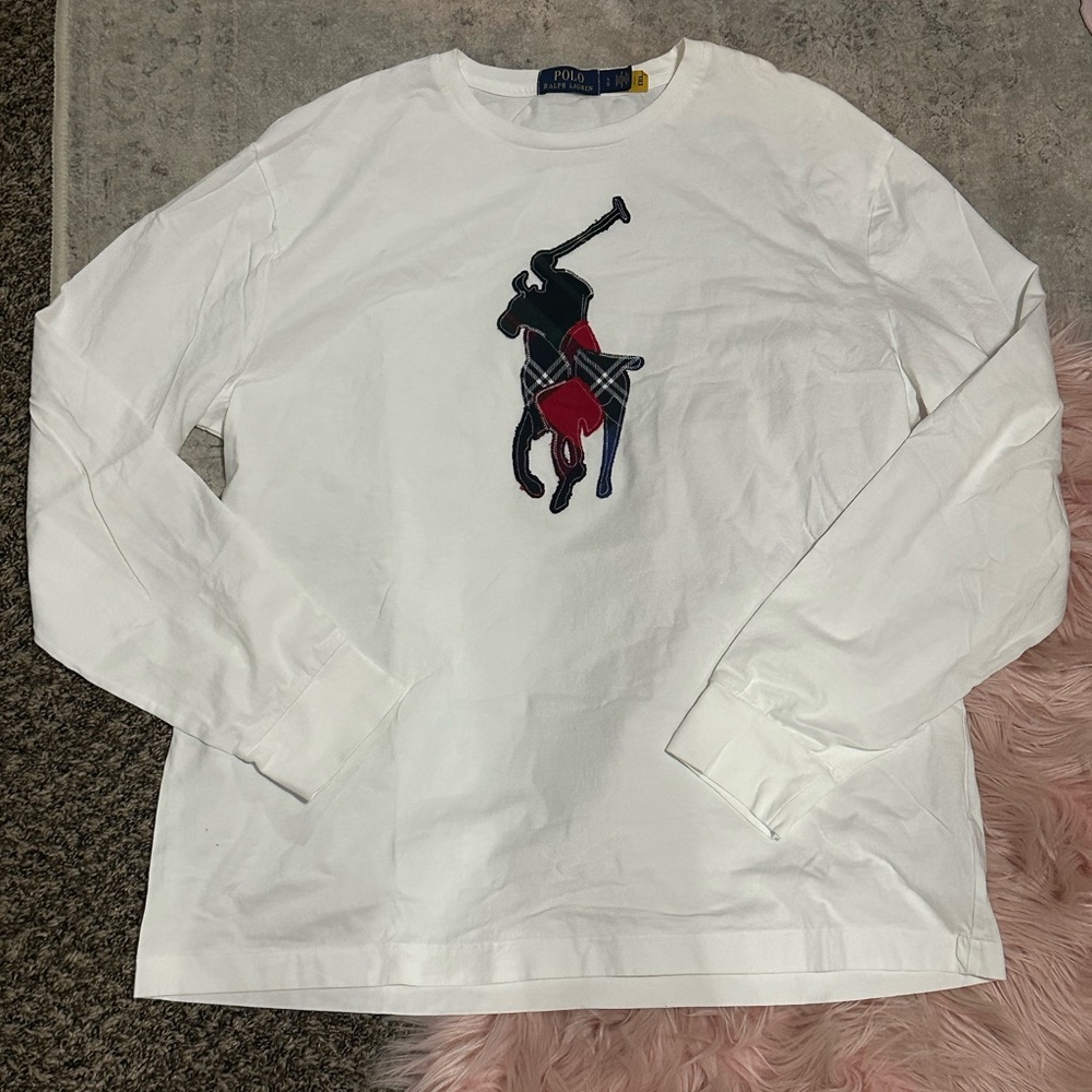 Polo Ralph Lauren Men’s Classic Fit Plaid Patchwork Pony T-Shirt White Sz L - Picture 4 of 6